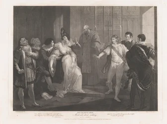 Sankari pyörtymässä kirkossa Shakespeare, Paljon melua tyhjästä..., julkaistu ensimmäisen kerran 1789, julkaistu uudelleen 1852.