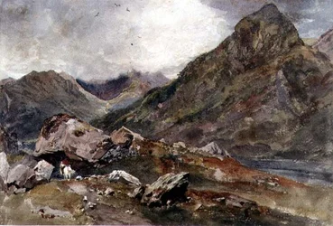 The Bowder Stone, Borrowdale (akvarelli paperille)