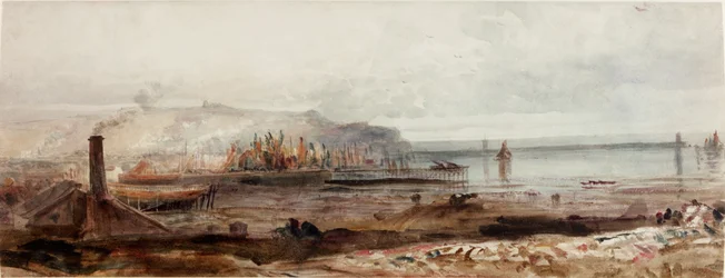 Näkymä satamaan, noin 1830-1840 (akvarelli)