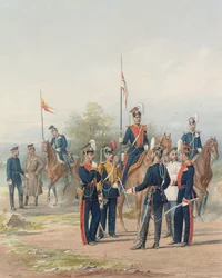 Ryhmä upseereita ja sotilaita hänen ja hänen majesteettiensa henkivartijalancer-rykmenteistä, 1873