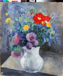 Fleurs (Flowers) - Pjotrin (Piotr, Petr) maalaus Savvich Utkin (Utkin) (1877-1934), tempera kankaalle
