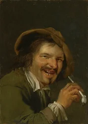 Tuoksu: Naurava mies polttaa piippua. Sarjasta Viiden aistin personifikaatiot, n. 1635-66 (öljy puulle)