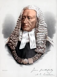 Sir Alexander James Edmund Cockburn, 12. baronetti, Englannin korkein tuomari, noin 1890.