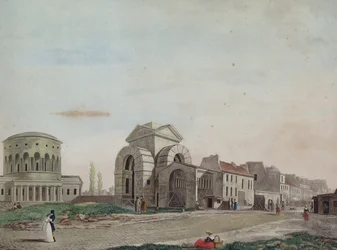 Barriere du Faubourg Saint-Martin, 1809 (kynä ja värillinen akvatinta)