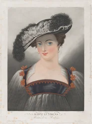 Muotokuva Susanna Lundenista, leveälierinen höyhenhattu, n. 1809-35..