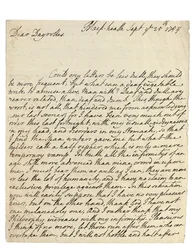 Nimikirjoituskirje Solomon Dayrollesille, Blackheath, 25. syyskuuta 1754 (kynä ja muste paperille)