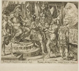 Achior rukoilee Holofernesta israelilaisille, levy yksi Judith ja Holofernesin tarinasta