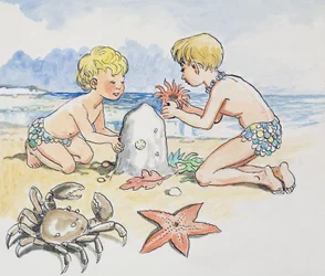Meren rannalla, kuvitus Charles Kingsleyn teoksesta 