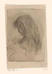 Dona amb els cabells llargs, vista des del darrere Etude de morsure (títol original) acabat