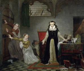 Mary Stuart (1542-87) lähdön hetkellä teloitusta varten, 8. helmikuuta 1587