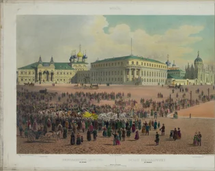 Nikolauksen palatsi Moskovan Kremlissä Moskovan panoraamanäkymästä 10 osassa, n. 1848