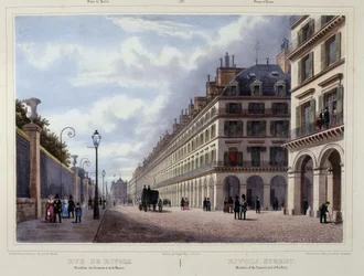 Rue de Rivoli - teoksessa "Kävely Pariisissa ja sen ympäristössä", kirjoittaneet Jacottet ja Benoist, toim. Gihaut