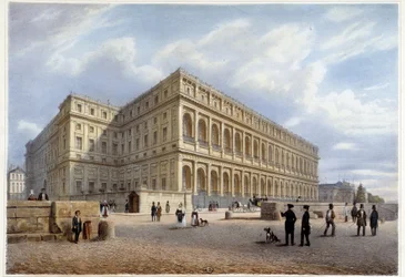 Näkymä Orçayn palatsille (vai Orsaylle?) - "" Promenade dans Paris et ses environs -alueella", jonka suunnittelija Jacottet ja Benoist, n. 1840