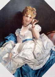 Philippe Jacques Linderin (1835-?) litografia Nainen kuoressa. 1800-luvun yksityinen kokoelma