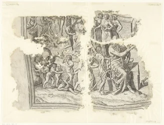 Cebesin kohtauksen vedoksen vasen alakulma Tabula Cebetis Carta Vitae (alkuperäinen nimi)