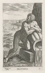 Zeegod Protheus Prothevs (otsikko esineessä) Rivier- en zeegoden (sarjan nimi) Tyylikkäitä muotokuvia meren puolijumalista ja Amnicus-hylkeistä (sarjan nimi)