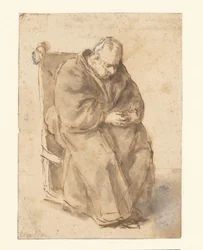 Joost van den Vondel istuu