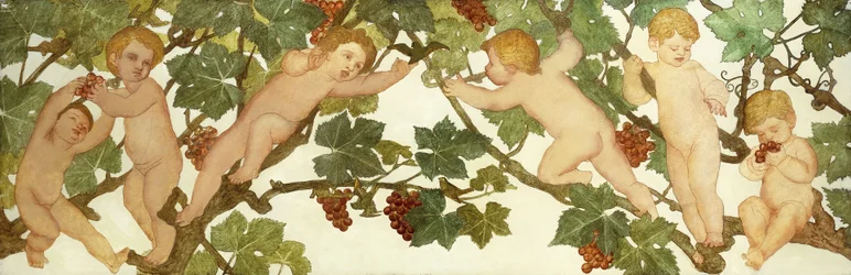 Putti leikkimässä viinitarhassa