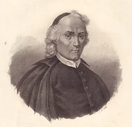 Italian presbyteerin ja historioitsija Ludovico Antonio Muratorin (1672-1750) muotokuva, kuparikaiverrus