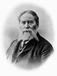 Muotokuva James Russell Lowellista (1819-1891), amerikkalainen romanttinen runoilija, kriitikko, toimittaja, abolitionisti ja diplomaatti, valokuva