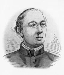 Joseph Hergenroetherin (1824-1890), saksalaisen historioitsijan ja kardinaalin sekä Vatikaanin arkiston ensimmäisen kardinaaliprofeetan muotokuva, kaiverrus.