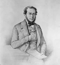 Pierre-Joseph Proudhonin (1809-1865), ranskalaisen poliitikon, filosofin ja anarkistan muotokuva, piirros Colletti