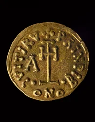 Prinssi Arechin Solidus, verso, Lombard-kolikot, 8. vuosisata