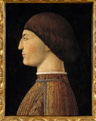 Muotokuva Sigismond Malatestasta, Riminin herrasta (1417-1468) Piero della Francescan (1410 / 1420-1492) maalaus 1451 su. 0,44 X 0,34 m - Sigismund Malatestan muotokuva (Sigismondo Pandolfo Malatesta (168), 161 lordi (168), ). Piero della Fr
