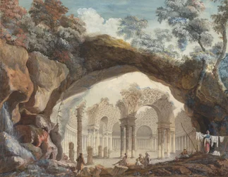 Arkkitehtoninen fantasia: 1785 (guassi paperille).