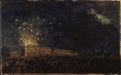 Normandian herttuan syntymän ilotulitus, noin 1782 (öljy kankaalle ja puulle).