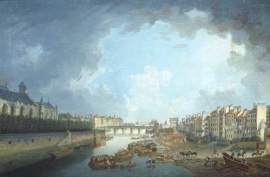 Arkkipiispan hiippakunta, Tournellen silta ja Port Saint-Bernard katsottuna Pariisin kaupungintalosta, Pierre Antoine Demachy