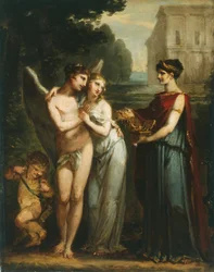 Viattomuus suosii rakkautta rikkauksien sijaan, noin 1804 (öljy paneelille).