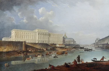 Hôtel de la Monnaie, Quai de Conti ja Seine Pointe de la Citésta nähtynä, 1777.