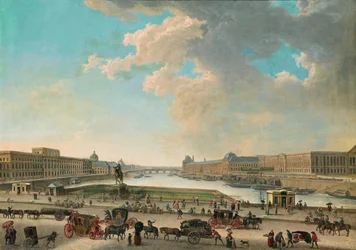 Näkymä Pariisiin Place Dauphine -aukiolta, vuosina 1750-1775.