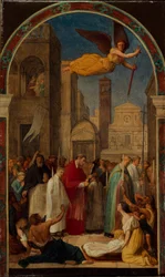 Pyhän Charles Borromeon kulkue Milanon ruton aikana 1861.