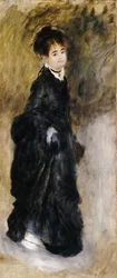 Nuori nainen, täyspitkä, hame ylhäällä, 1877