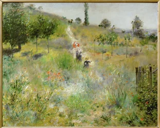 Chemin montant dans les hautes herbes (öljy kankaalle)