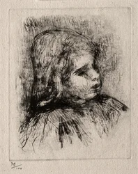 Claude Renoir, kolme neljäsosaa oikealle, 1908.
