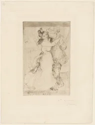 Tanssi maalla, noin 1890 (ruskeanharmaa etsaus norsunluun väriselle paperille).