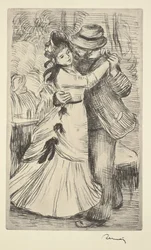 Tanssi maaseudulla, n. 1890 (pehmeän maan etsaus)