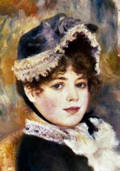 Yksityiskohta "" Rannalla""". Pierre Auguste Renoirin maalaus (Pierre-Auguste
