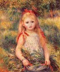 Pierre-Auguste Renoirin (1841-1919) tyttö maissinipulla, öljy kankaalle, 65x54 cm