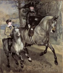 Ratsastajia (tai ratsastusta) Bois de Boulognessa. Pierre Auguste Renoirin maalaus (Pierre-Auguste