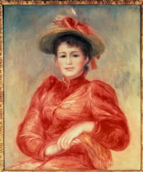 Jeune femme aux corsage rouge