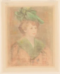 Rouva vihreällä hatulla Mlle. Dieterle, 1800-luvun loppu - 1900-luvun alku.