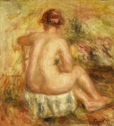 Istuva nainen alaston, Näkymä takaa; Istuva alaston nainen, takaa katsottuna, 1917