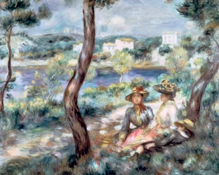 Nuori tyttö ja poika maisemassa, 1893.
