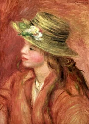 Nuori tyttö olkihatussa, n. 1908