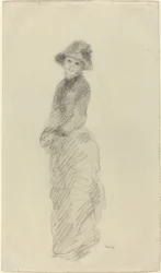 Nuori nainen seisomassa, n. 1880.