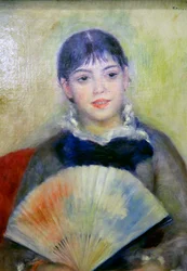 Nuori nainen tuulettimella, 1880